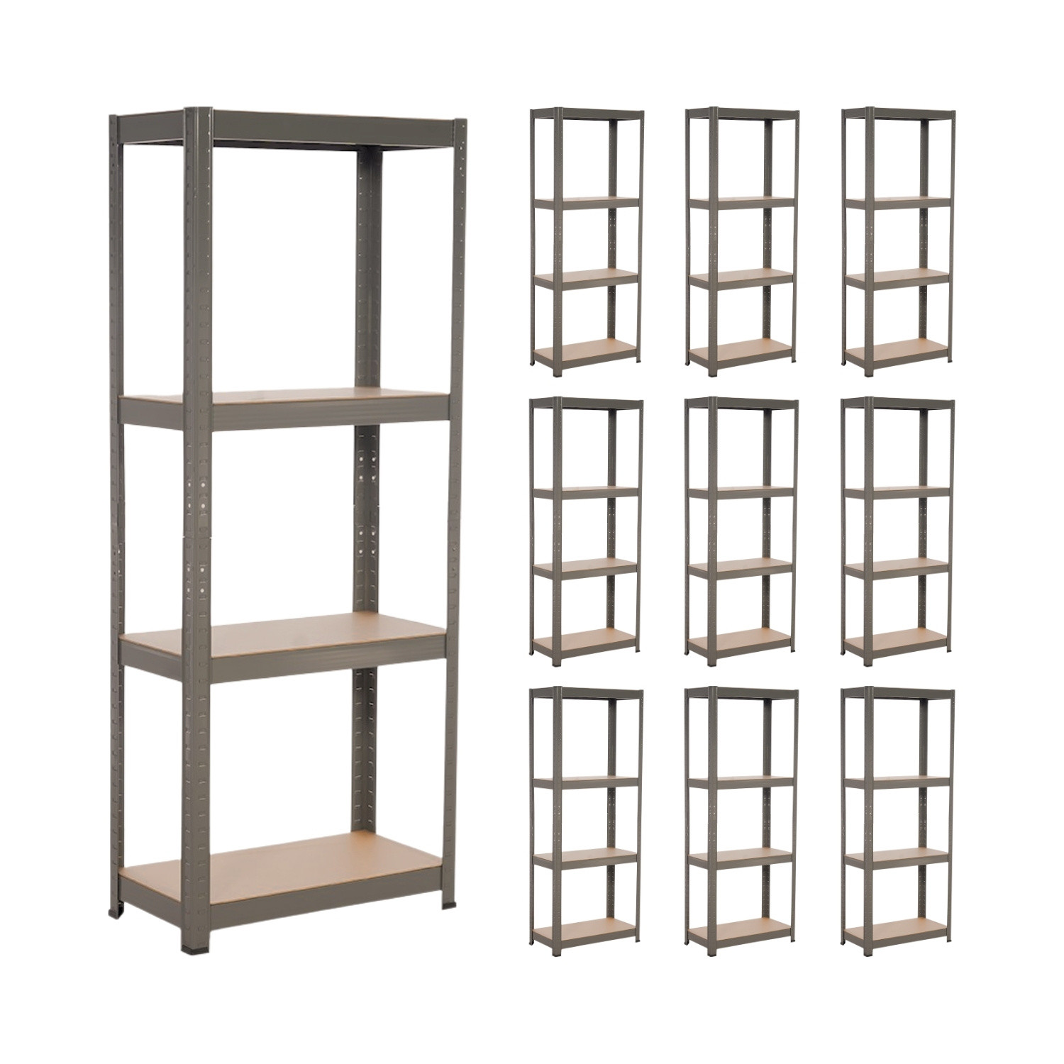 MegaPack 10 Estanterías Modulares Metálicas con 4 Baldas 240kg 60x30x148cm Thinia Home Estanterías 11